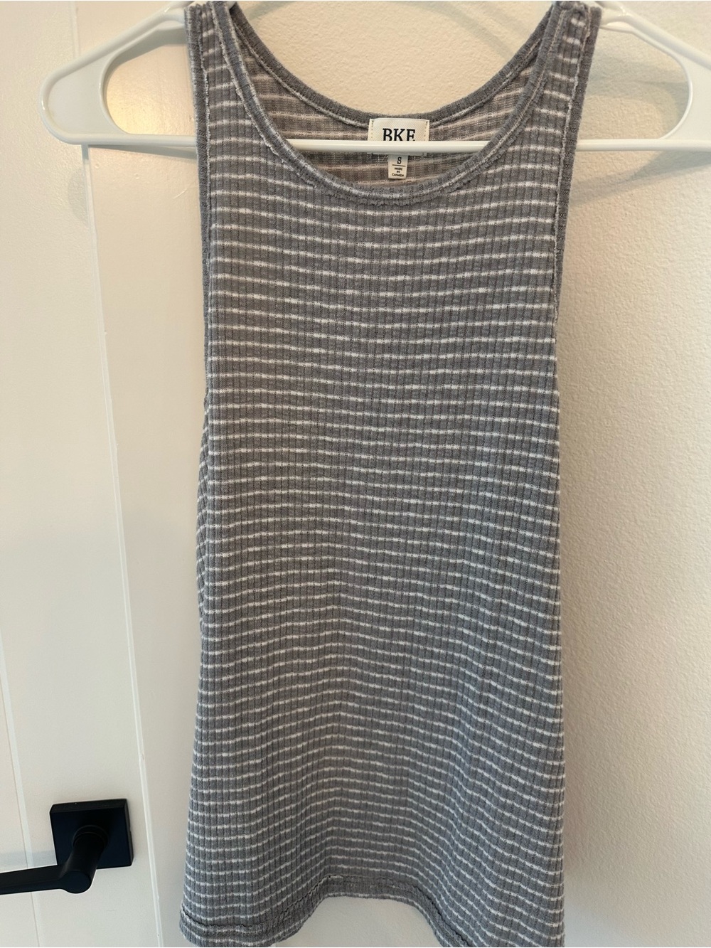 BKE Gray Ribbed Striped Tank Top